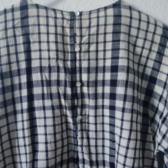 Zara Women's Embroidery Top Blouse Black and White Plaid size Medium - Picture 10 of 11